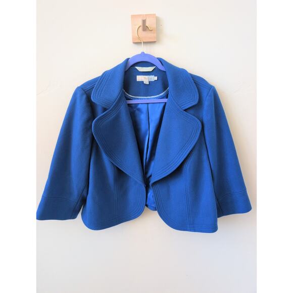 Boden Topstitch Open Cropped Jacket in Blue Size 16 - Picture 1 of 4